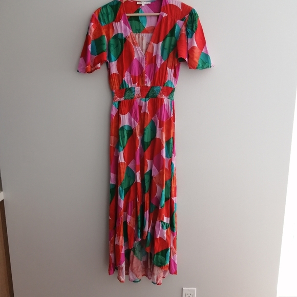 Anthropolgie Abel The Label Asymmetrical Geometic Colourful Midi Dress Small - Picture 3 of 17